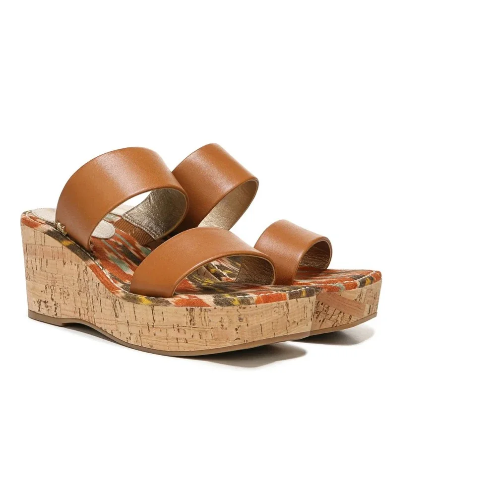 Sam Edelman Alissa Saddle Leather Cork Wedge Sandals size 9M NEW with box - Picture 2 of 12